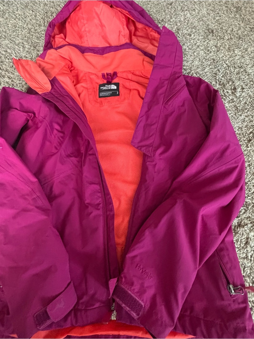 Womens North Face windbreaker orange Magenta Ski Jacket hoodie mint hyvent SP